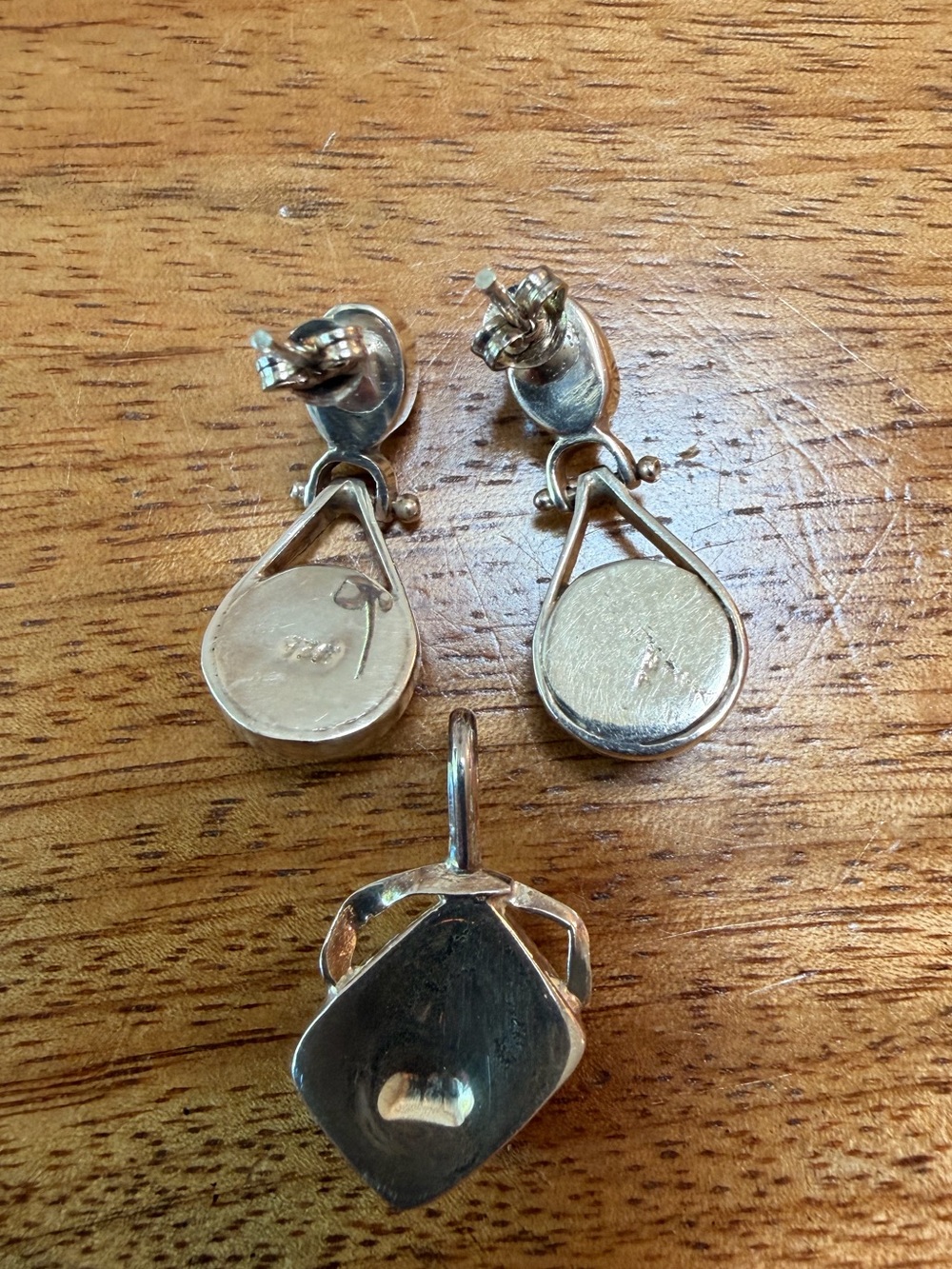Sterling Silver Larimar Drop Earrings and Pendant Set - Dominican Republic - Picture 2 of 4